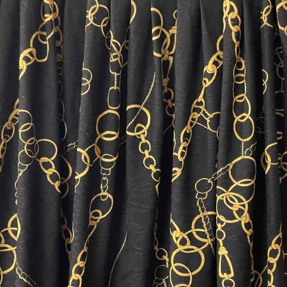 Jones New York Collection Skirt  Black Gold Chains Midi Pleated Modest Petite L - Picture 5 of 7